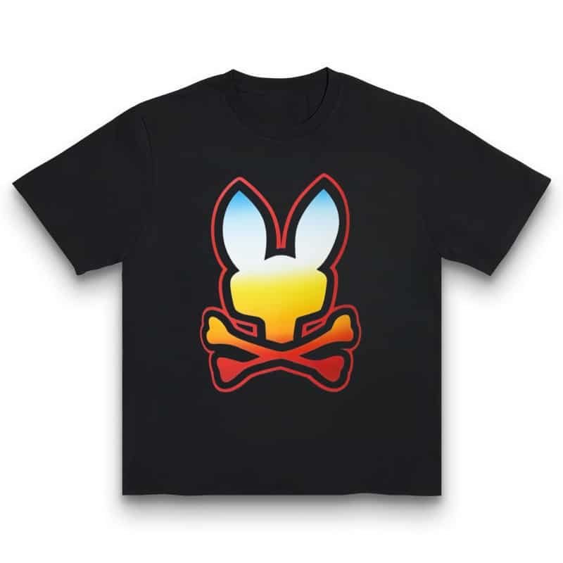 Unisex Vibrant Gradient Skull Rabbit Graphic Crewneck T-Shirt – 100% Cotton Spring Summer Men’s Street Style Tee street,graphic t-shirts,graphic tee,t shirts,oversized tshirt,shirts men,men’s graphic tees-teelabpro