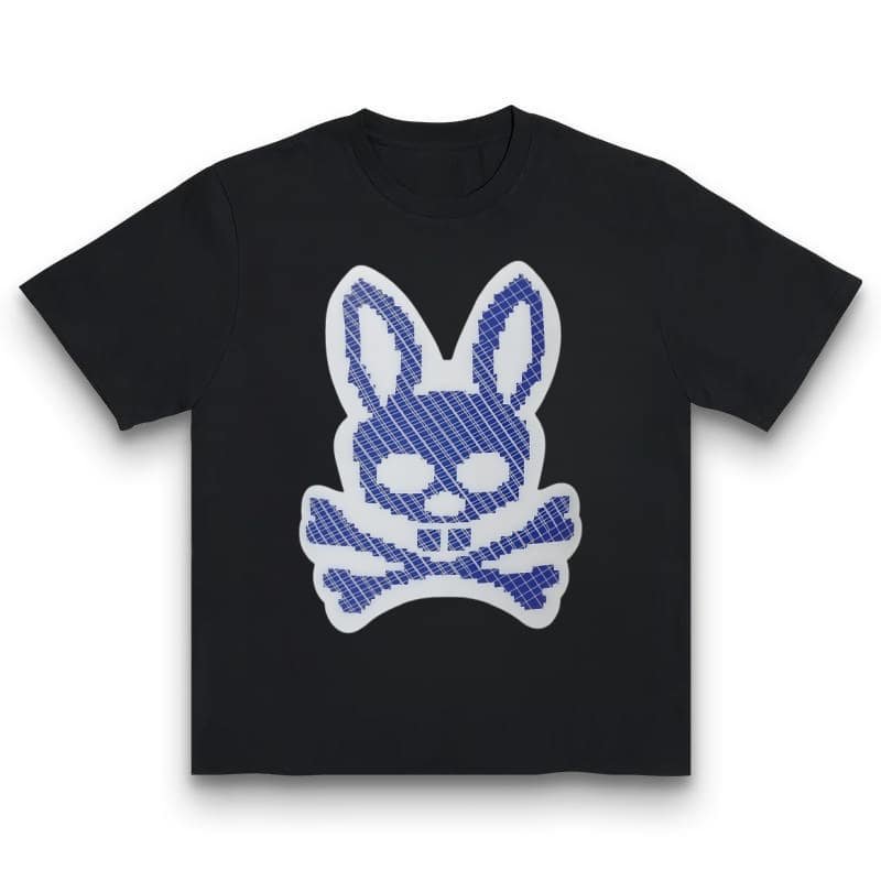 Unisex Vibrant Textured Skull Rabbit Graphic Crewneck T-Shirt – 100% Cotton Spring Summer Men’s Street Style Tee street,graphic t-shirts,graphic tee,t shirts,oversized tshirt,shirts men,men’s graphic tees-teelabpro