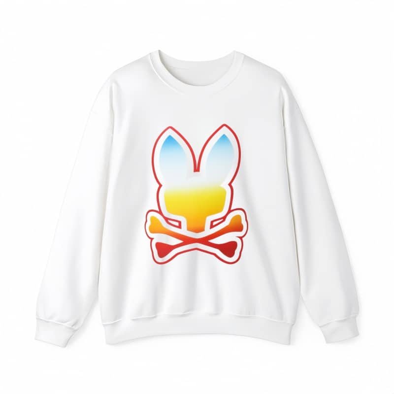 American High Street Gradient Skull Rabbit Crew Neck Sweatshirt – Men’s Spring Autumn Trendy Couple Loose Casual Graphic Top street fall outfits,streetwear,y2k clothing,2000s outfits,outfits men,kpop demon hunters merch-teelabpro