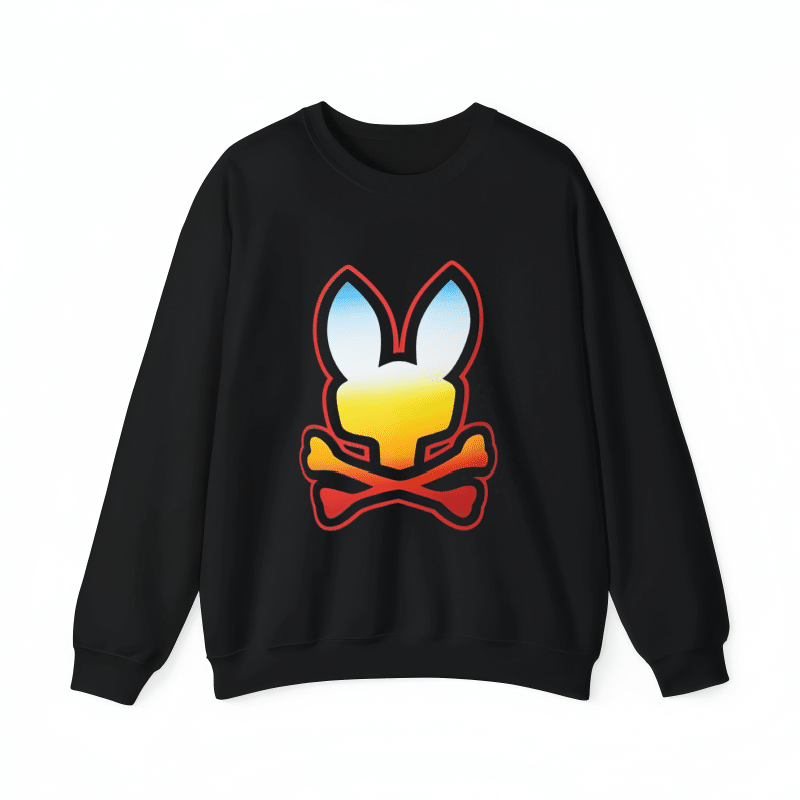 American High Street Gradient Skull Rabbit Crew Neck Sweatshirt – Men’s Spring Autumn Trendy Couple Loose Casual Graphic Top street fall outfits,streetwear,y2k clothing,2000s outfits,outfits men,kpop demon hunters merch-teelabpro