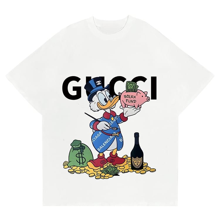 New Unisex Round-Neck T-Shirt – 100% Cotton Vibrant Cartoon Duck Logo Soft Casual Crewneck for Men’s Spring Summer Street Style street,graphic t-shirts,graphic tee,t shirts,oversized tshirt,shirts men,men’s graphic tees-teelabpro