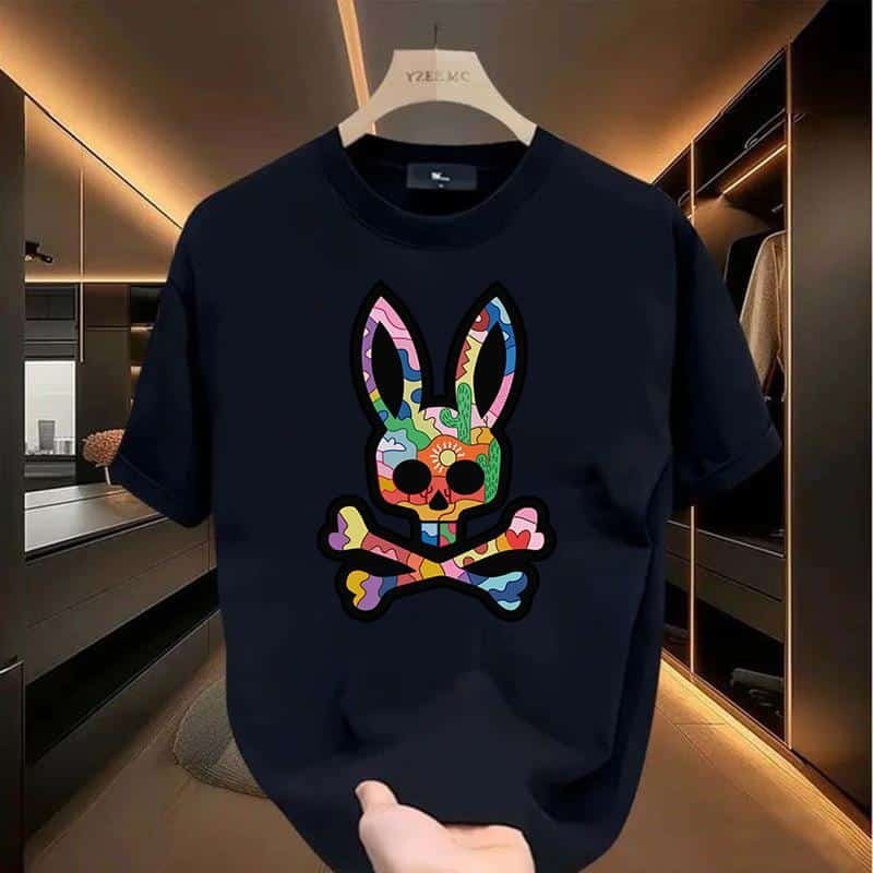 Bone Graphic T-Shirt – Rabbit Design, Hip Hop Style, Unisex Short Sleeve Crew Neck