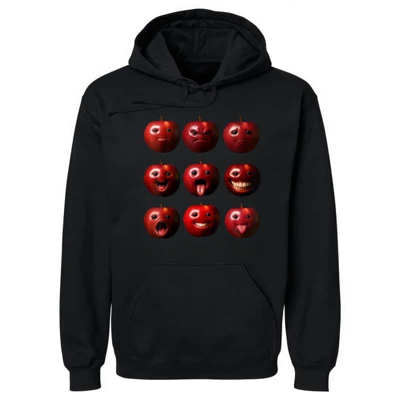 Apples are not the only fruit. American High Street Funny Apple Emoji Hoodie – Men’s Spring Autumn Trendy Couple Loose Casual Graphic Top street fall outfits,streetwear,y2k clothing,2000s outfits,outfits men,kpop demon hunters merch-teelabpro