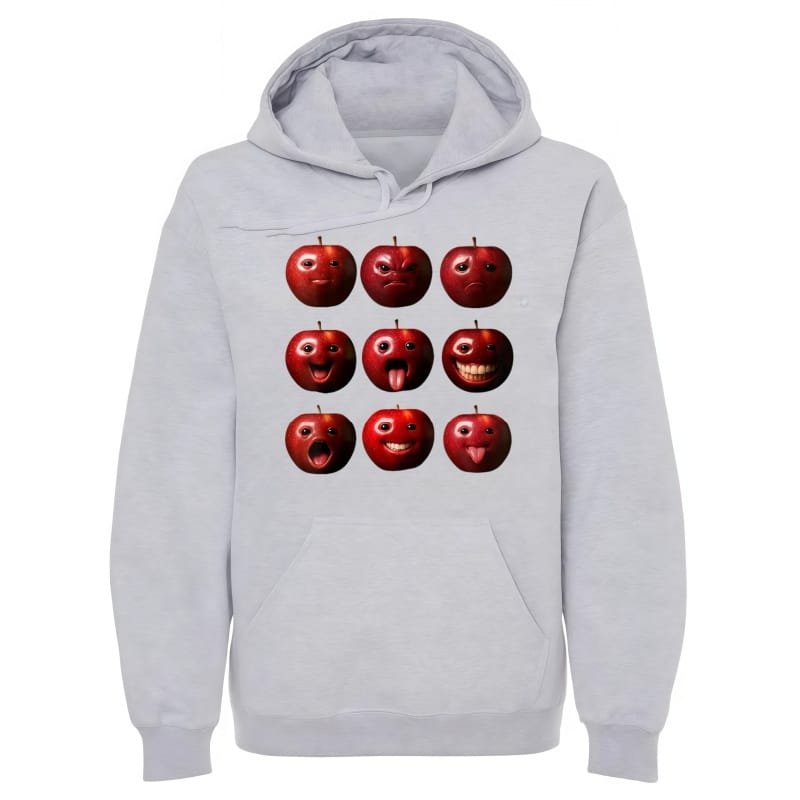 Apples are not the only fruit. American High Street Funny Apple Emoji Hoodie – Men’s Spring Autumn Trendy Couple Loose Casual Graphic Top street fall outfits,streetwear,y2k clothing,2000s outfits,outfits men,kpop demon hunters merch-teelabpro