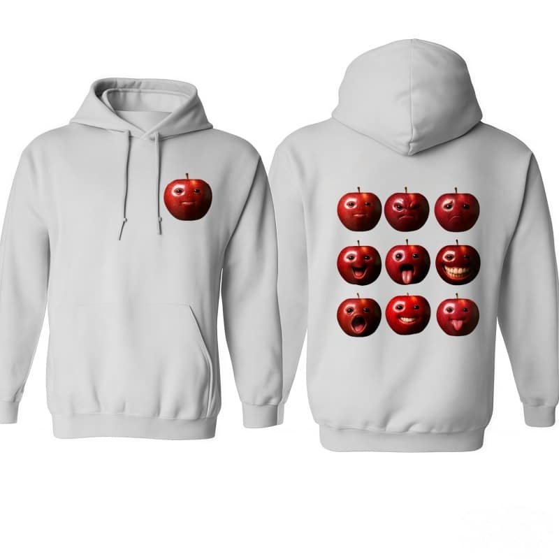 Apples are not the only fruit Trendy Couple Funny Apple Emoji Graphic Hoodie – American High Street Men’s Spring Autumn Loose Casual Top street fall outfits,streetwear,y2k clothing,2000s outfits,outfits men,kpop demon hunters merch-teelabpro