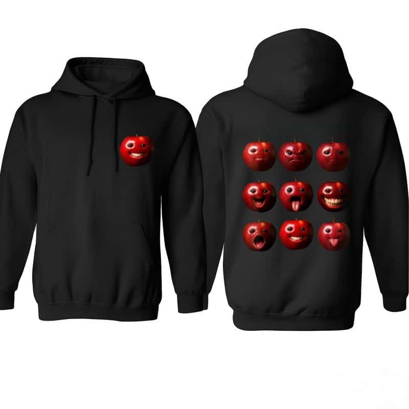Apples are not the only fruit Trendy Couple Funny Apple Emoji Graphic Hoodie – American High Street Men’s Spring Autumn Loose Casual Top street fall outfits,streetwear,y2k clothing,2000s outfits,outfits men,kpop demon hunters merch-teelabpro