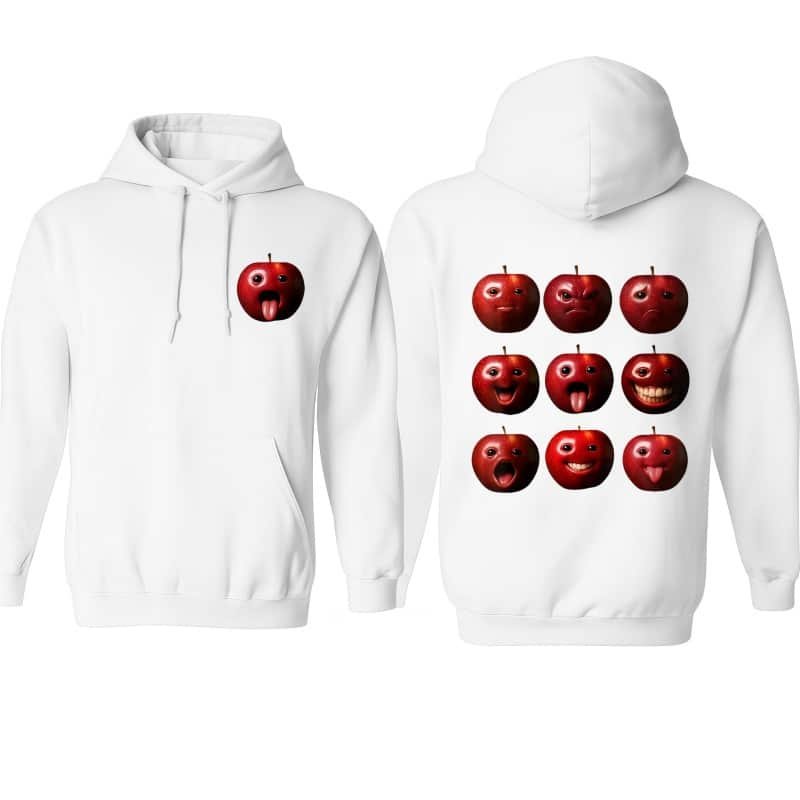 Apples are not the only fruit Trendy Couple Funny Apple Emoji Graphic Hoodie – American High Street Men’s Spring Autumn Loose Casual Top street fall outfits,streetwear,y2k clothing,2000s outfits,outfits men,kpop demon hunters merch-teelabpro