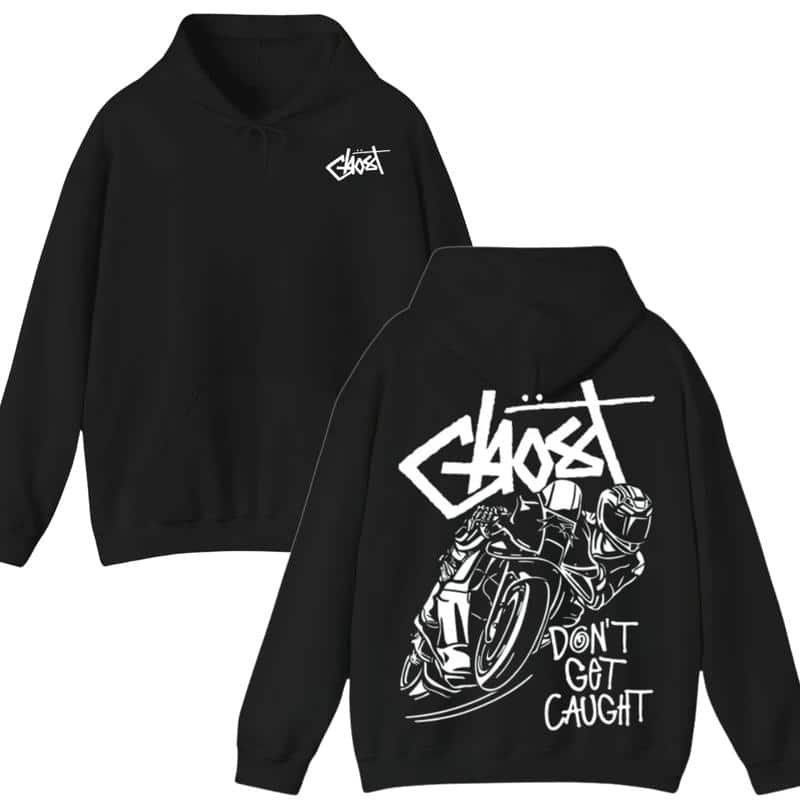 Don’t Get Caught Ghost Motorcycle Graffiti Graphic Hoodie – Unisex Streetwear Style Gift for Men & Women street fall outfits,streetwear,y2k clothing,2000s outfits,outfits men,kpop demon hunters merch-teelabpro