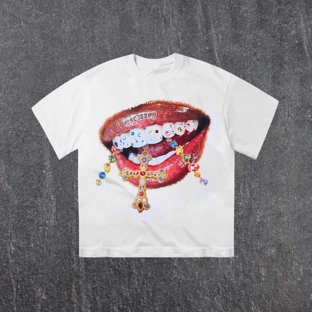 Diamond Teeth Cross Tee Graphic Casual Shirt for Summer-teelabpro