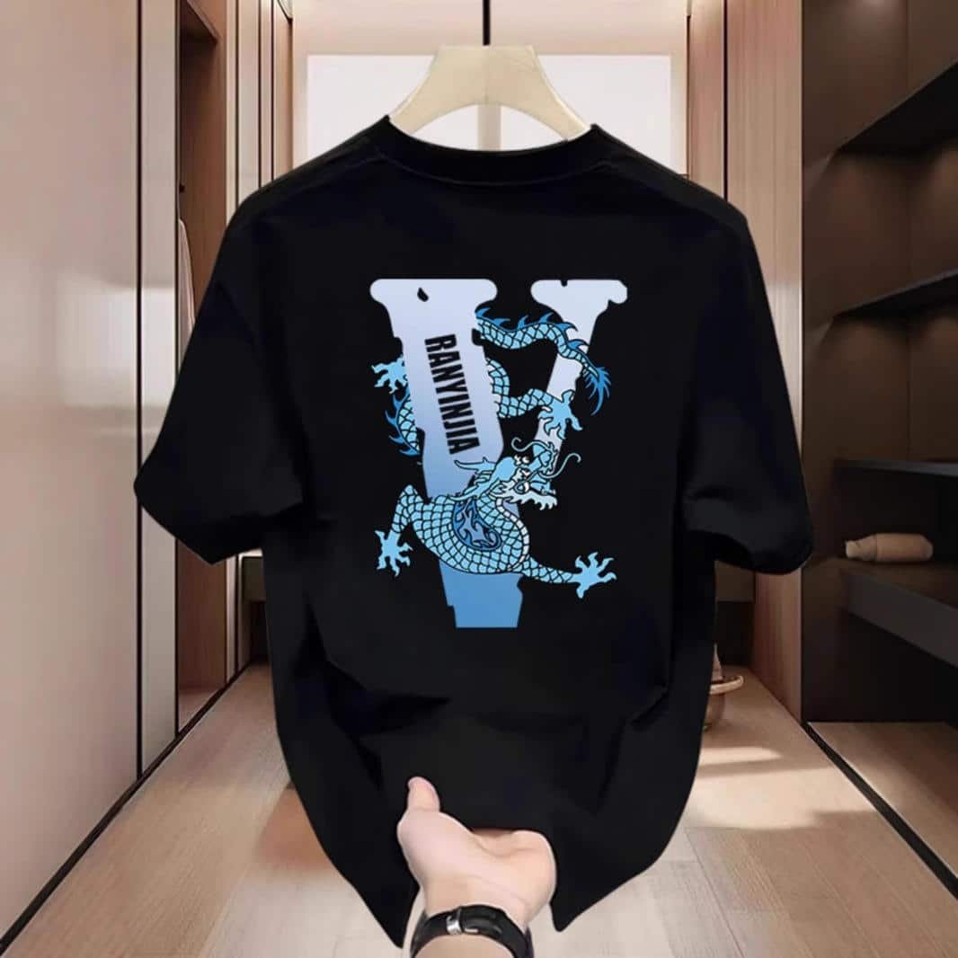 New Unisex Round-Neck T-Shirt – 100% Cotton Vibrant Dragon Logo Soft Casual Crewneck for Men’s Spring Summer Street Style street,graphic t-shirts,graphic tee,t shirts,oversized tshirt,shirts men,men’s graphic tees-teelabpro