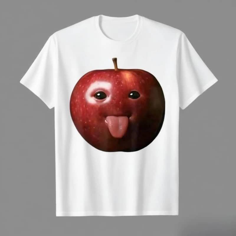 Unisex Funny Silly AI Apple Meme Graphic Crewneck T-Shirt – Gen Z BrainRot Humor Street Style Tee street,graphic t-shirts,graphic tee,t shirts,oversized tshirt,shirts men,men’s graphic tees-teelabpro