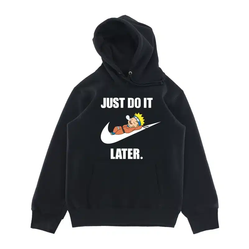 Trendy Couple ‘Just Do It Later’ Cartoon Graphic Hoodie – American High Street Men’s Spring Autumn Loose Casual Top street fall outfits,streetwear,y2k clothing,2000s outfits,outfits men-teelabpro