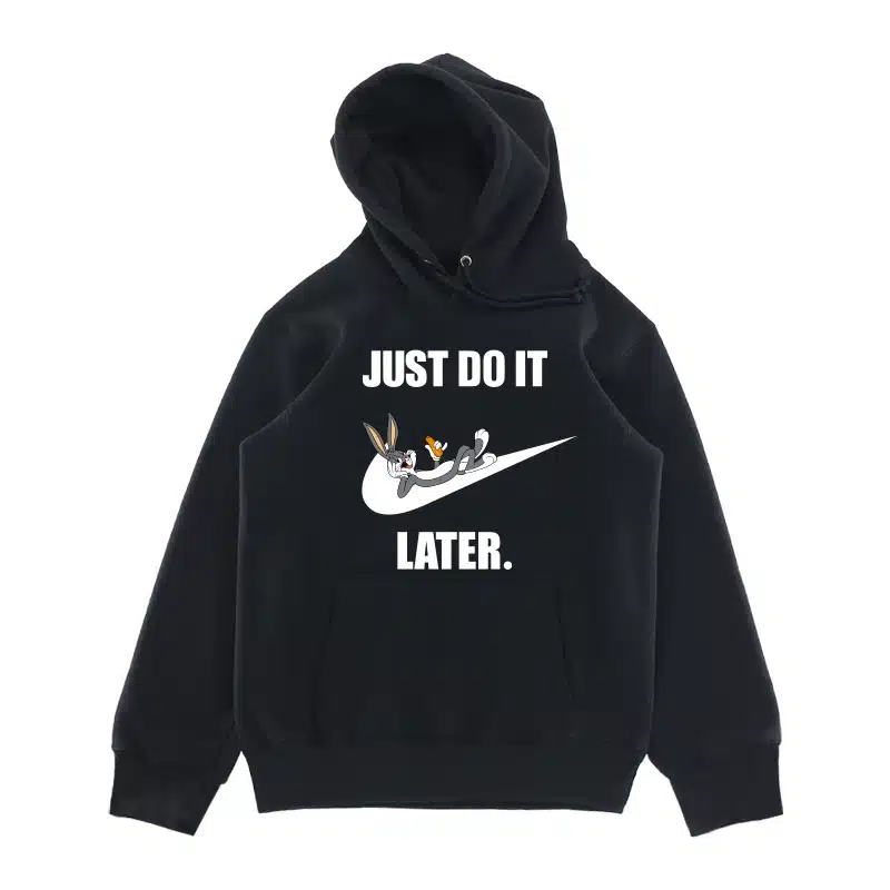 American High Street Cartoon Graphic Hoodie – Men’s Spring Autumn Trendy Couple Loose Casual ‘Just Do It Later’ Letter Print Top street fall outfits,streetwear,y2k clothing,2000s outfits,outfits men-teelabpro