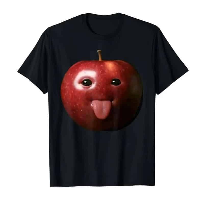 Unisex Funny Silly AI Apple Meme Graphic Crewneck T-Shirt – Gen Z BrainRot Humor Street Style Tee street,graphic t-shirts,graphic tee,t shirts,oversized tshirt,shirts men,men’s graphic tees-teelabpro