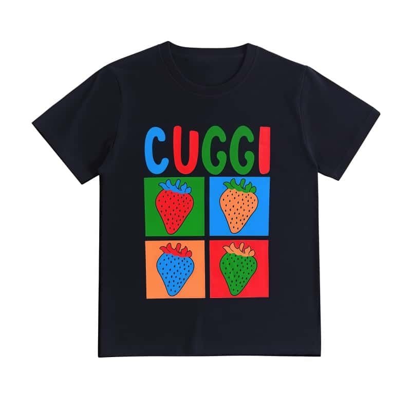 Unisex Vibrant Strawberry & Logo Pop Art Graphic Crewneck T-Shirt – 100% Cotton Spring Summer Men’s Street Style Tee street,graphic t-shirts,graphic tee,t shirts,oversized tshirt,shirts men-teelabpro