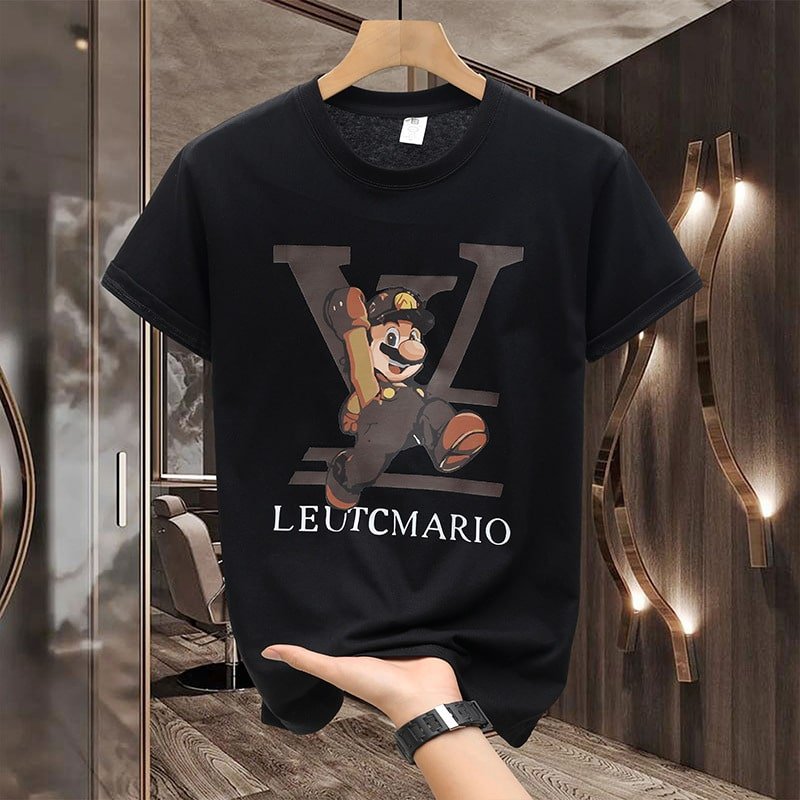Unisex Vibrant Cartoon Character & Luxury Logo Graphic Crewneck T-Shirt – 100% Cotton Spring Summer Men’s Street Style Tee street,graphic t-shirts,graphic tee,t shirts,oversized tshirt,shirts men-teelabpro