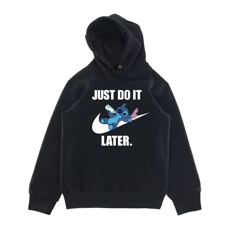 American High Street ‘Just Do It Later’ Cartoon Graphic Hoodie – Men’s Spring Autumn Trendy Couple Loose Casual Top street fall outfits,streetwear,y2k clothing,2000s outfits,outfits men-teelabpro