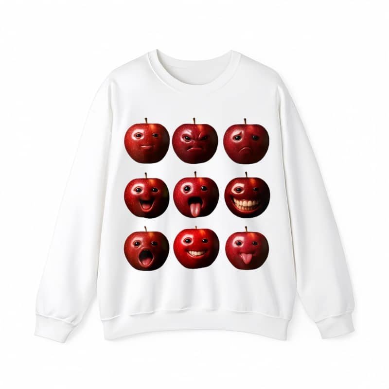 Apples are not the only fruit American High Street Funny Apple Emoji Crew Neck Sweatshirt – Men’s Spring Autumn Trendy Couple Loose Casual Graphic Top street fall outfits,streetwear,y2k clothing,2000s outfits,outfits men,kpop demon hunters merch-teelabpro