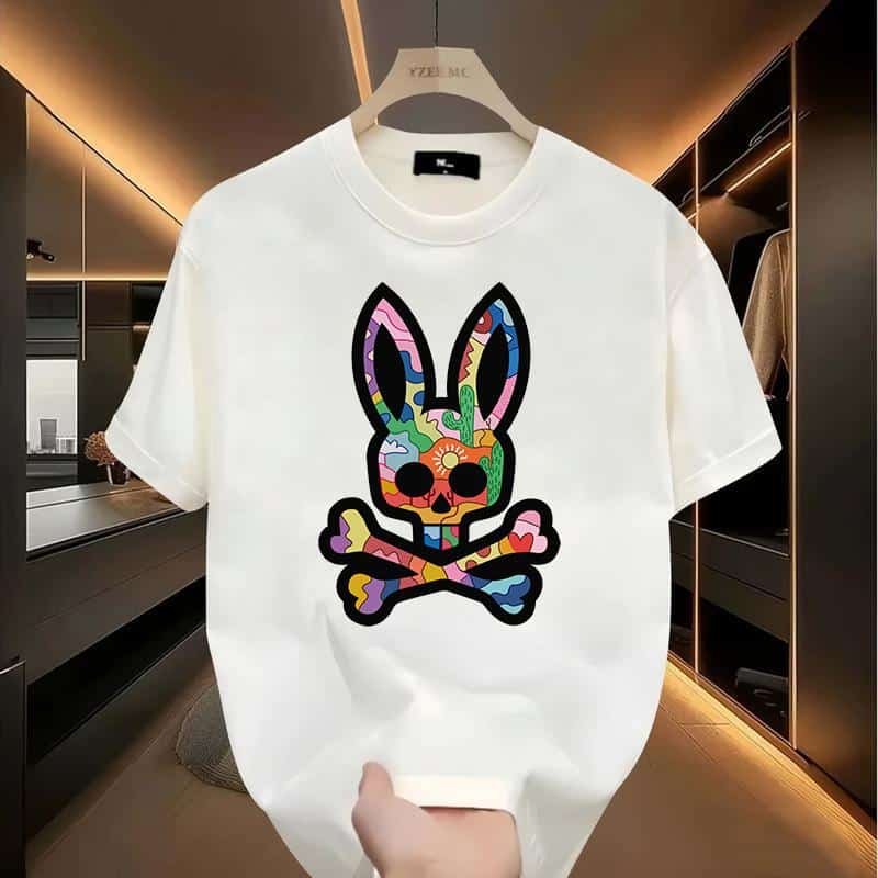 Bone Graphic T-Shirt – Rabbit Design, Hip Hop Style, Unisex Short Sleeve Crew Neck