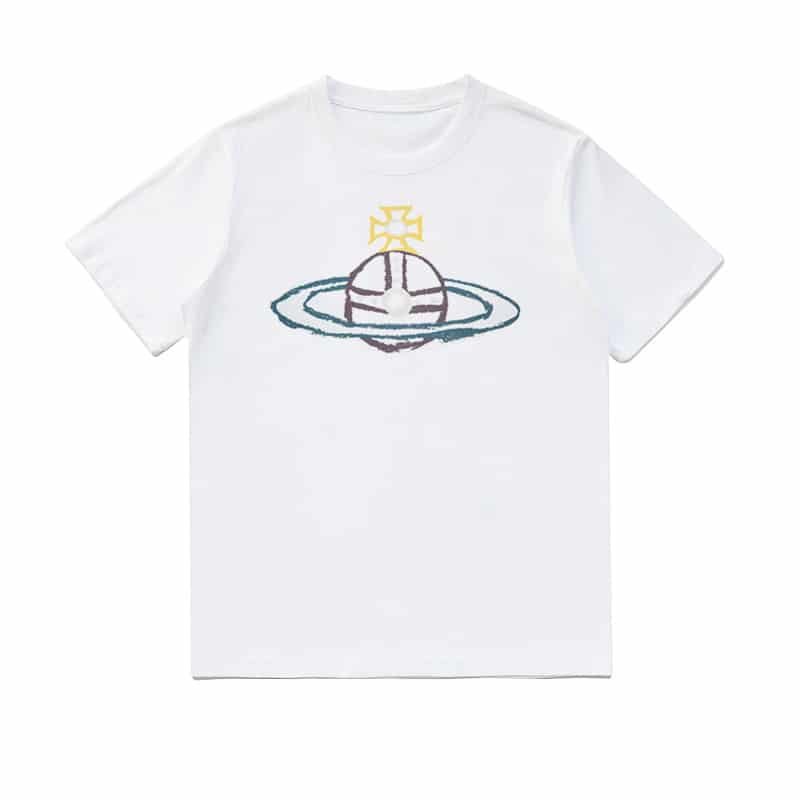 Unisex Vibrant Planet & Cross Graphic Crewneck T-Shirt – 100% Cotton Spring Summer Men’s Street Style Tee street,graphic t-shirts,graphic tee,t shirts,oversized tshirt,shirts men,men’s graphic tees-teelabpro