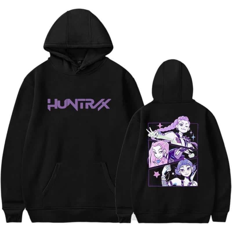 [Graphic Hoodie] KPop Demon Hunters HUNTRX Women’s Casual Hoodie – Cute Pattern Print Fall Outfits Baggy Kangaroo Pullover-teelabpro