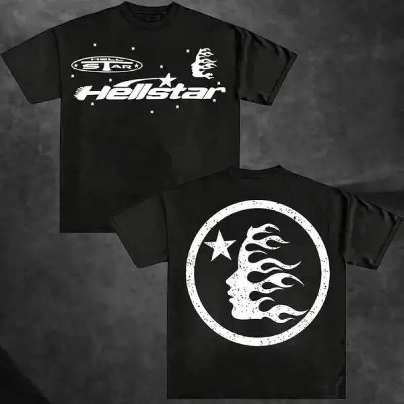 Unisex Retro Graphic Cotton T-Shirt – Black Star & Flame Design Street Style Casual Wear for Men, Perfect for Travel & Leisure graphic t-shirts,graphic tee,t shirts,oversized tshirt,shirts men-teelabpro