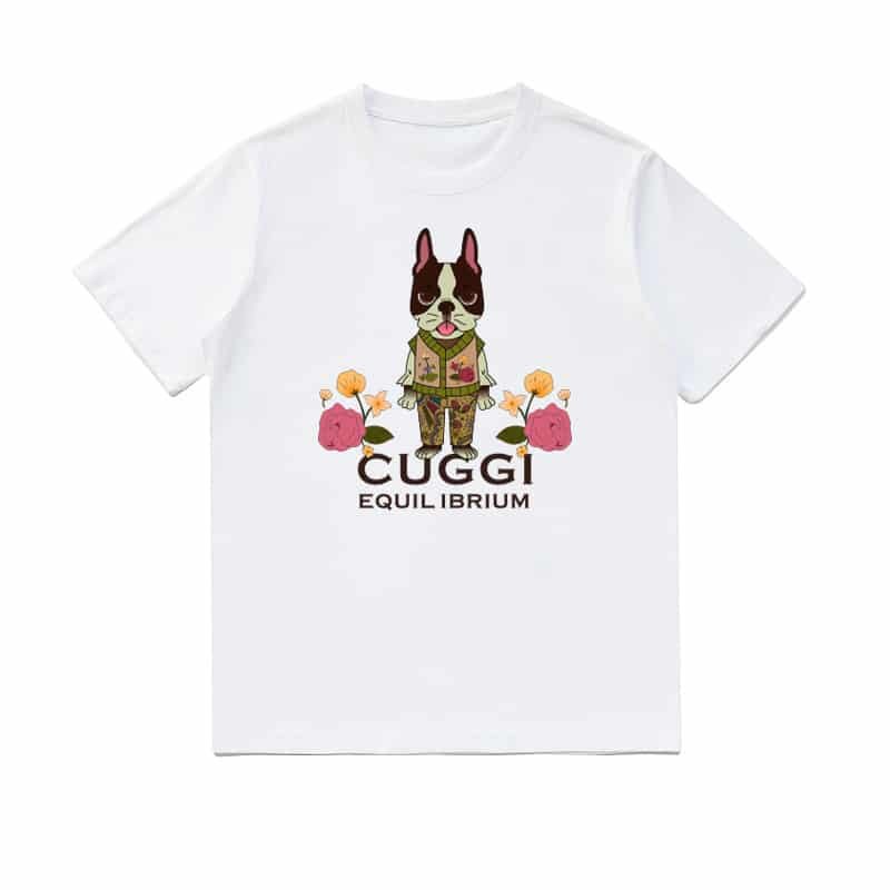 New Unisex Round-Neck T-Shirt – 100% Cotton Vibrant Bulldog Floral Logo Soft Casual Crewneck for Men’s Spring Summer Street Style street,graphic t-shirts,graphic tee,t shirts,oversized tshirt,shirts men-teelabpro