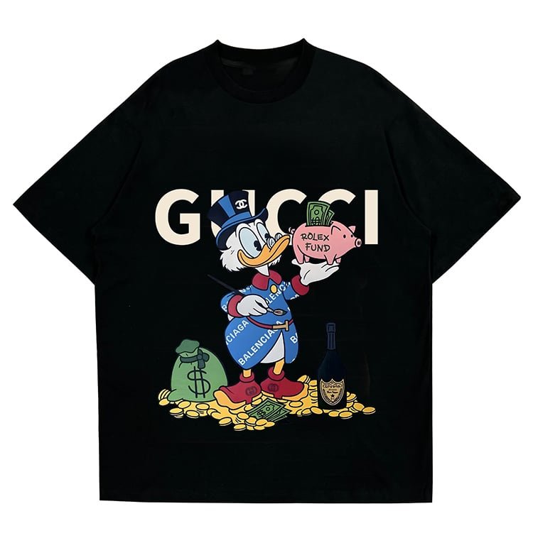 New Unisex Round-Neck T-Shirt – 100% Cotton Vibrant Cartoon Duck Logo Soft Casual Crewneck for Men’s Spring Summer Street Style street,graphic t-shirts,graphic tee,t shirts,oversized tshirt,shirts men,men’s graphic tees-teelabpro