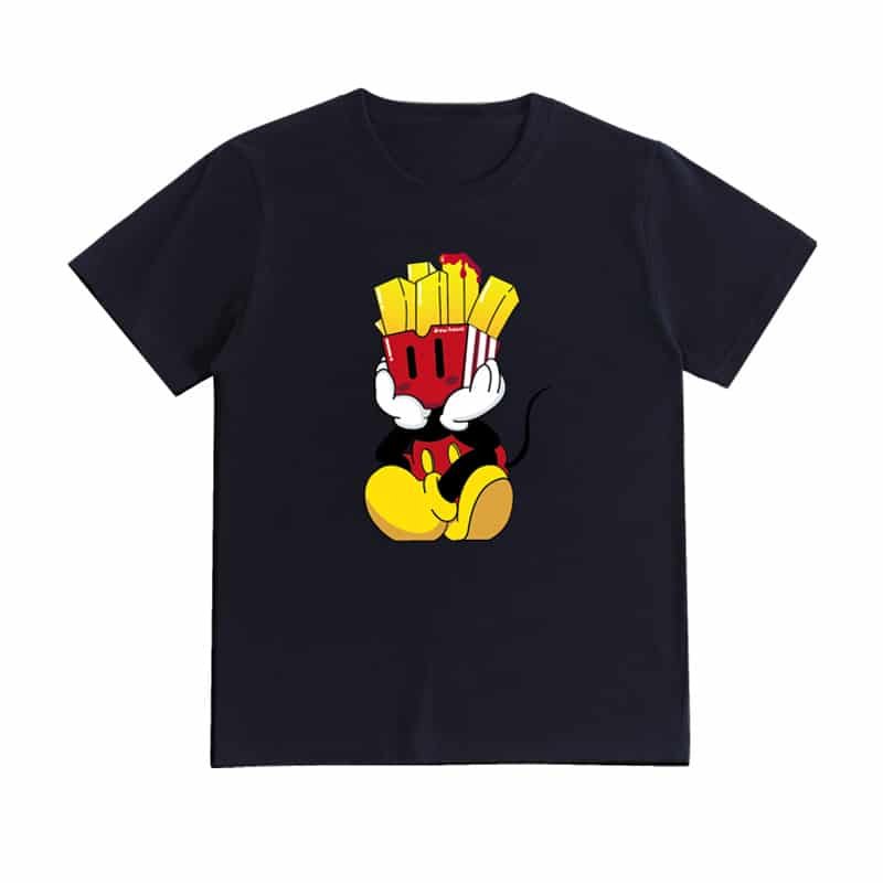 New Unisex Round-Neck T-Shirt – 100% Cotton Vibrant French Fries Character Graphic Soft Casual Crewneck for Men’s Spring Summer Street Style-teelabpro