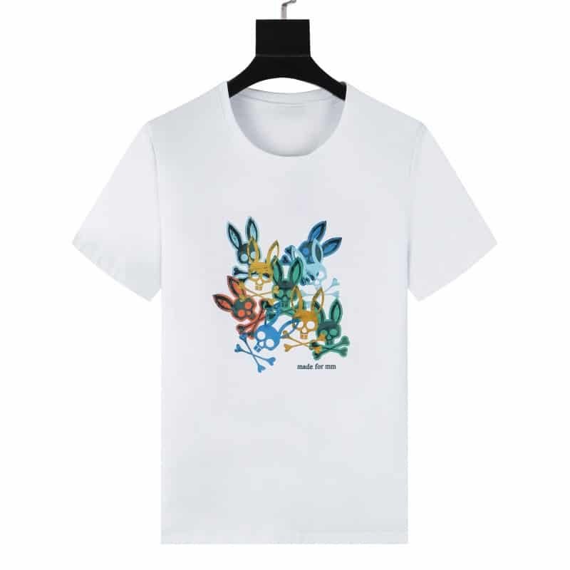 Vibrant Multi Skull Rabbit Unisex T-Shirt – 100% Cotton Casual Crewneck for Men’s Spring Summer Street Style street,graphic t-shirts,graphic tee,t shirts,oversized tshirt,shirts men,men’s graphic tees-teelabpro