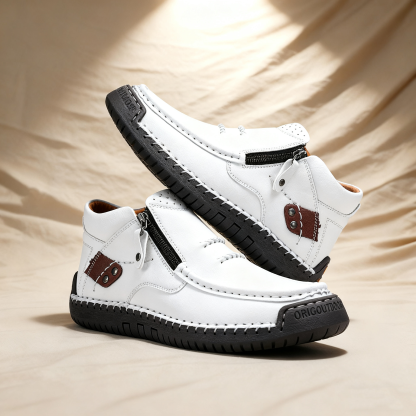 (⏰ Offerta a tempo limitato - Sconto del 50%) - Scarpe slip-on da uomo in pelle di prima qualità fatte a mano - Punta larga, supporto dell'arco plantare, impermeabili, suola antiscivolo (adatte per abbigliamento casual, viaggi e attività all'aperto)