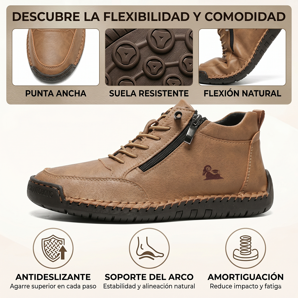 🔥 -50% DTO. | Zapatos Ergonómicos de Piel Premium 👞 Antideslizantes e Impermeables ✅Soporte Plantar, Unisex