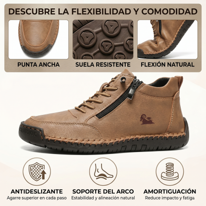 🔥 -50% DTO. | Zapatos Ergonómicos de Piel Premium 👞 Antideslizantes e Impermeables ✅Soporte Plantar, Unisex
