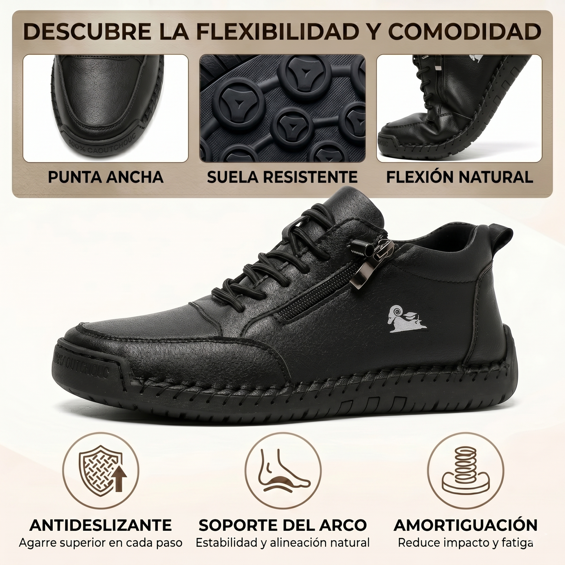 🔥 -50% DTO. | Zapatos Ergonómicos de Piel Premium 👞 Antideslizantes e Impermeables ✅Soporte Plantar, Unisex