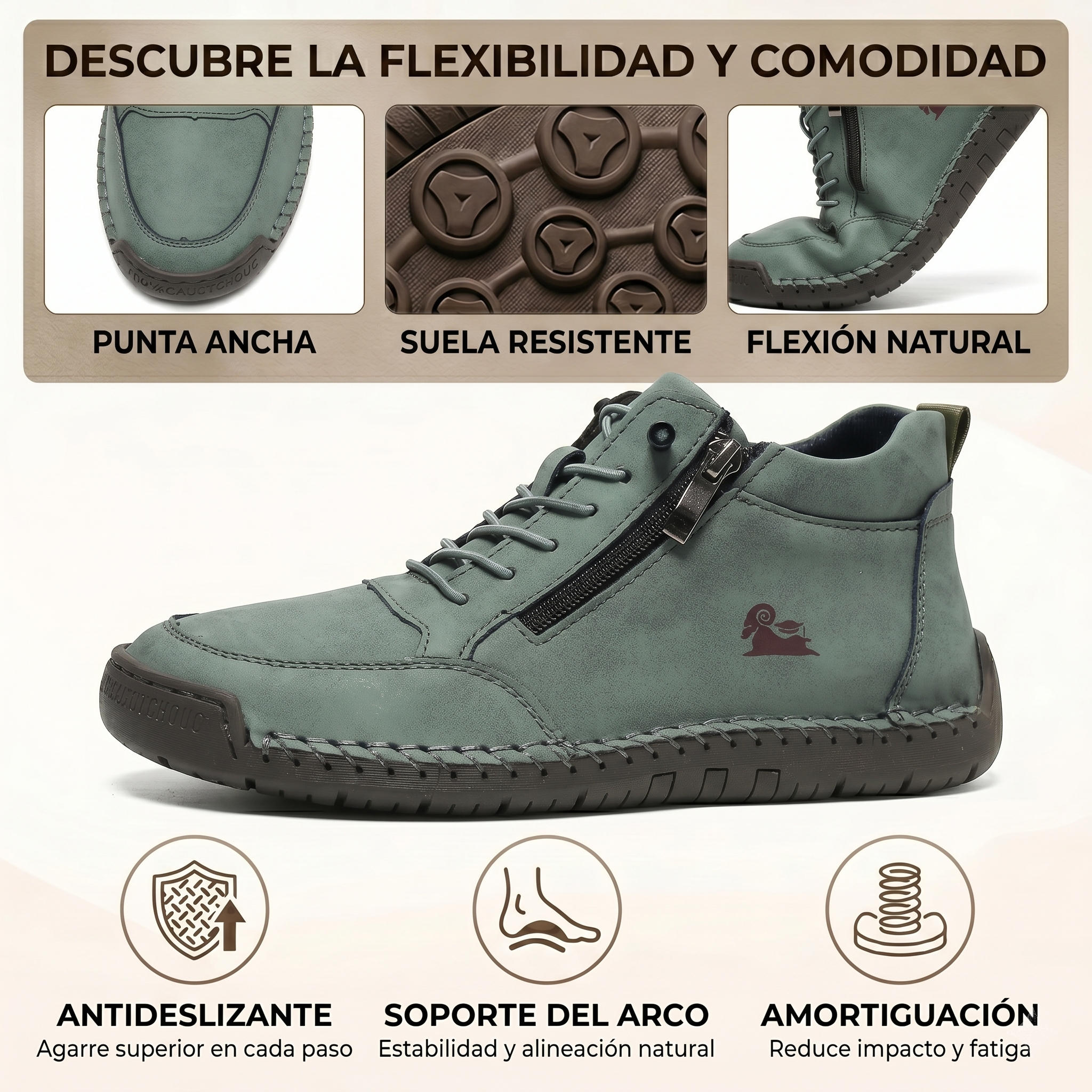 🔥 -50% DTO. | Zapatos Ergonómicos de Piel Premium 👞 Antideslizantes e Impermeables ✅Soporte Plantar, Unisex