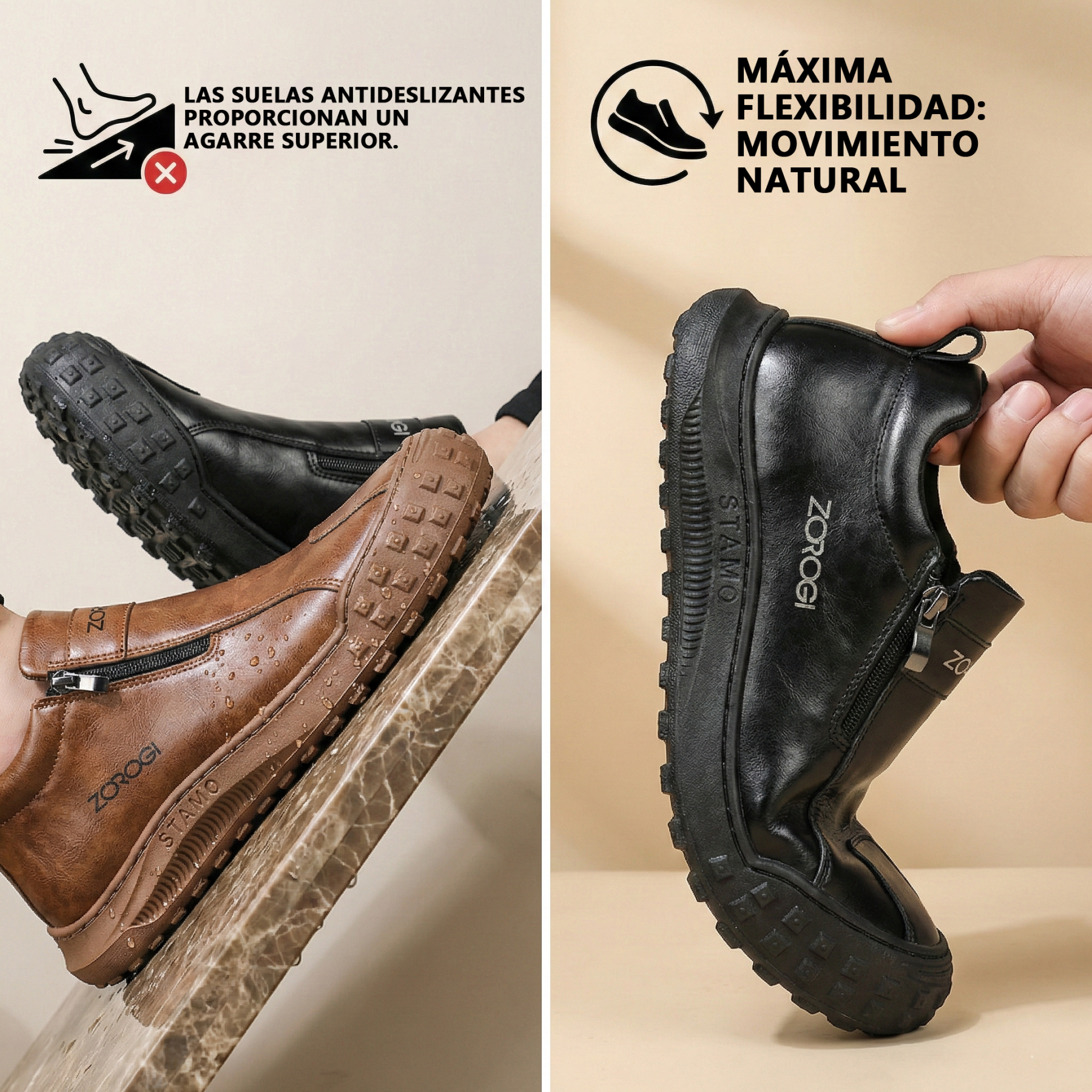 (🔥¡Último día! ¡50% de descuento! ¡No te lo pierdas!⏰)Botines casuales con cremallera lateral - Diseño ergonómico - Soporte de arco - Impermeable y antideslizante