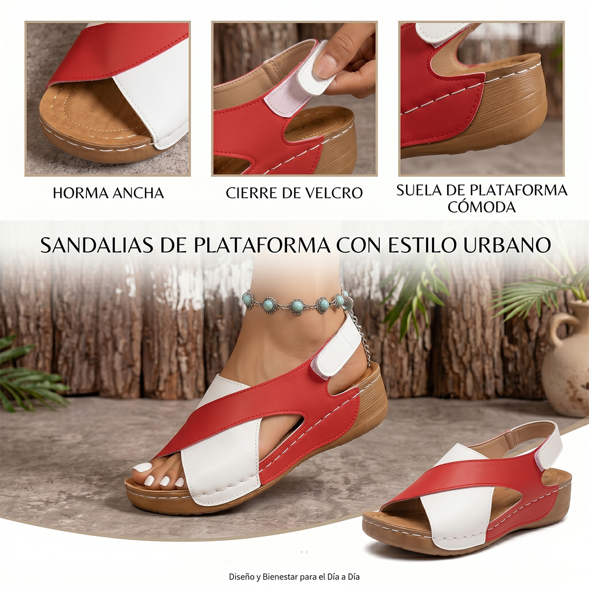 🔥Oferta especial por tiempo limitado👡Sandalias de cuña con plataforma para mujer✅, cierre de velcro, cómodas y transpirables, perfectas para paseos veraniegos informales👣
