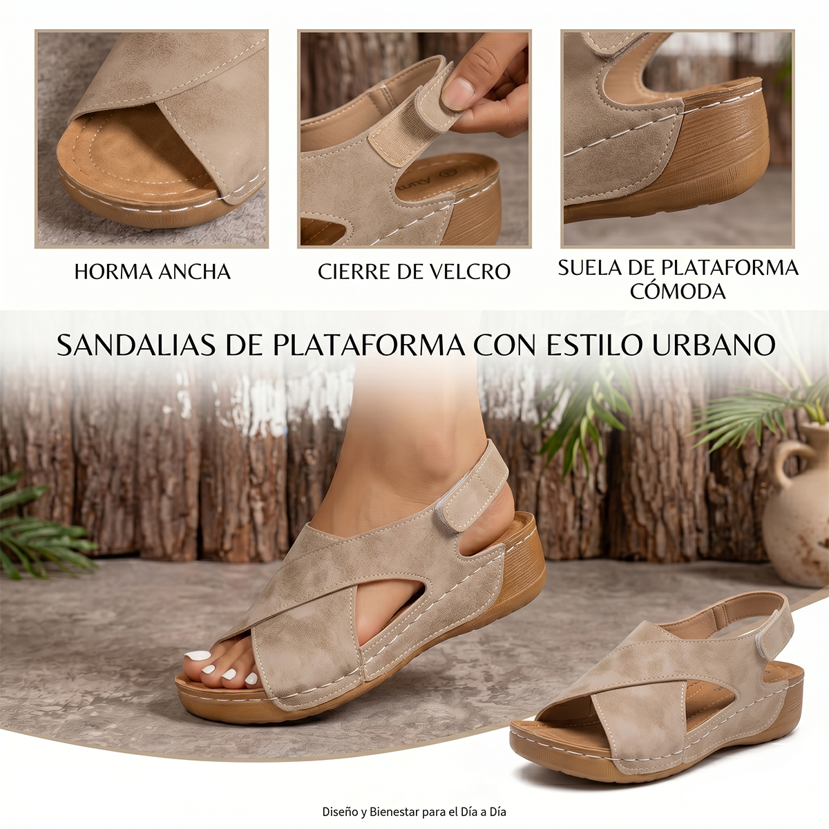 🔥Oferta especial por tiempo limitado👡Sandalias de cuña con plataforma para mujer✅, cierre de velcro, cómodas y transpirables, perfectas para paseos veraniegos informales👣