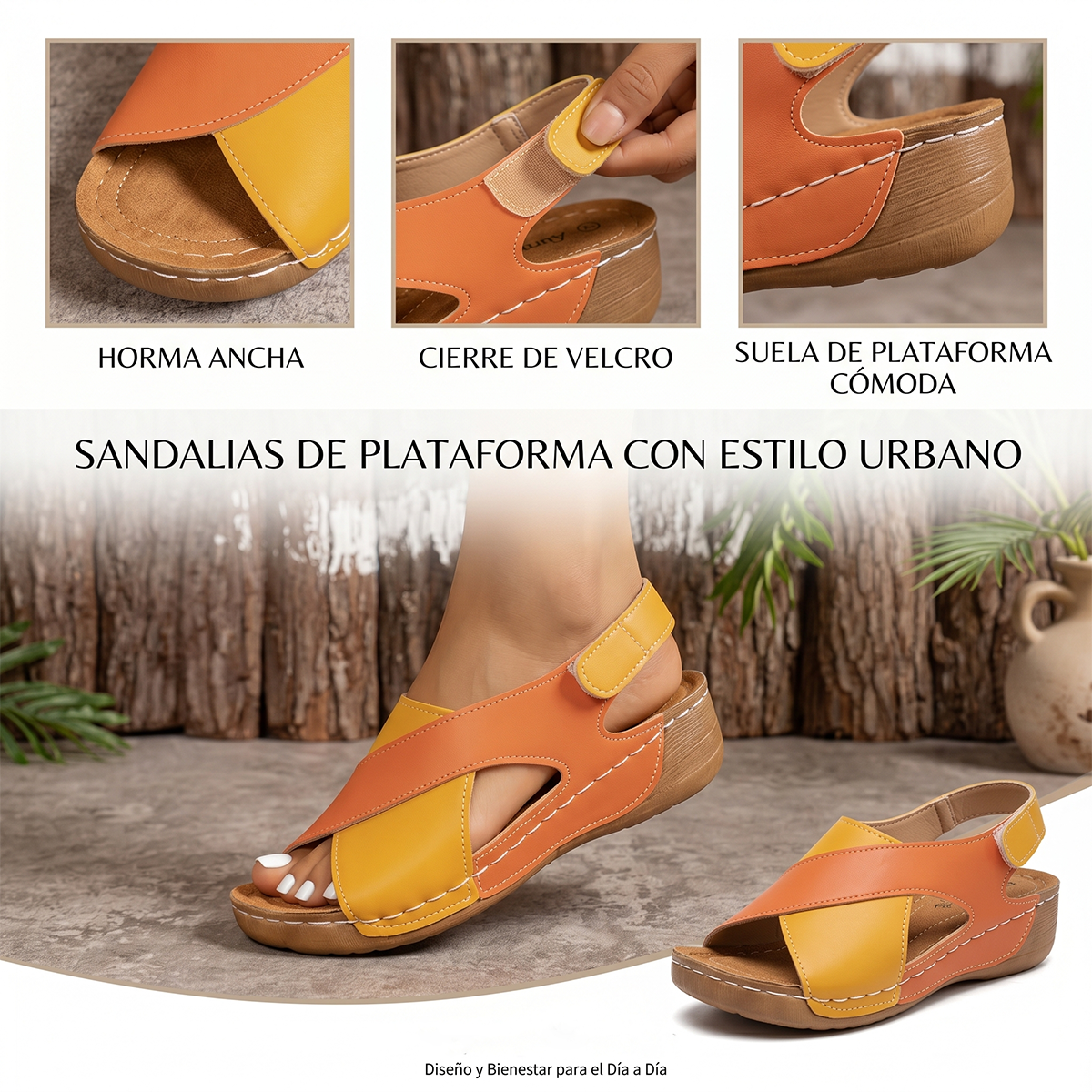🔥Oferta especial por tiempo limitado👡Sandalias de cuña con plataforma para mujer✅, cierre de velcro, cómodas y transpirables, perfectas para paseos veraniegos informales👣