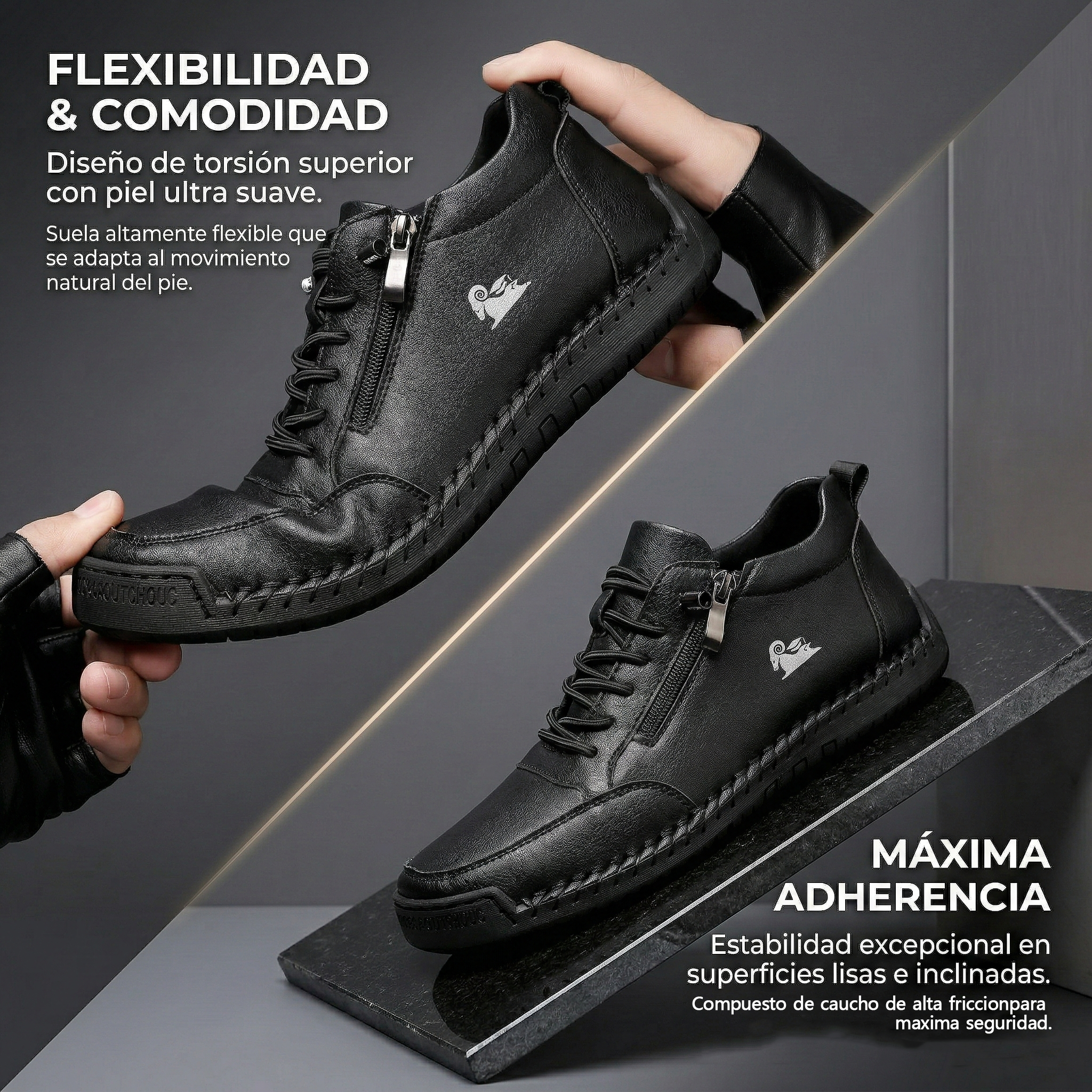 (🔥 50% de descuento - ¡No te lo pierdas!) Zapatos de piel de becerro seleccionados - Zapatos ortopédicos - 👞 - Duraderos, antideslizantes e impermeables (soporte de arco, alivio del dolor, unisex)