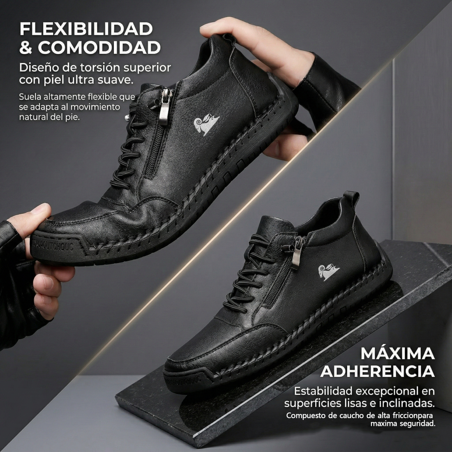 (🔥 50% de descuento - ¡No te lo pierdas!) Zapatos de piel de becerro seleccionados - Zapatos ortopédicos - 👞 - Duraderos, antideslizantes e impermeables (soporte de arco, alivio del dolor, unisex)