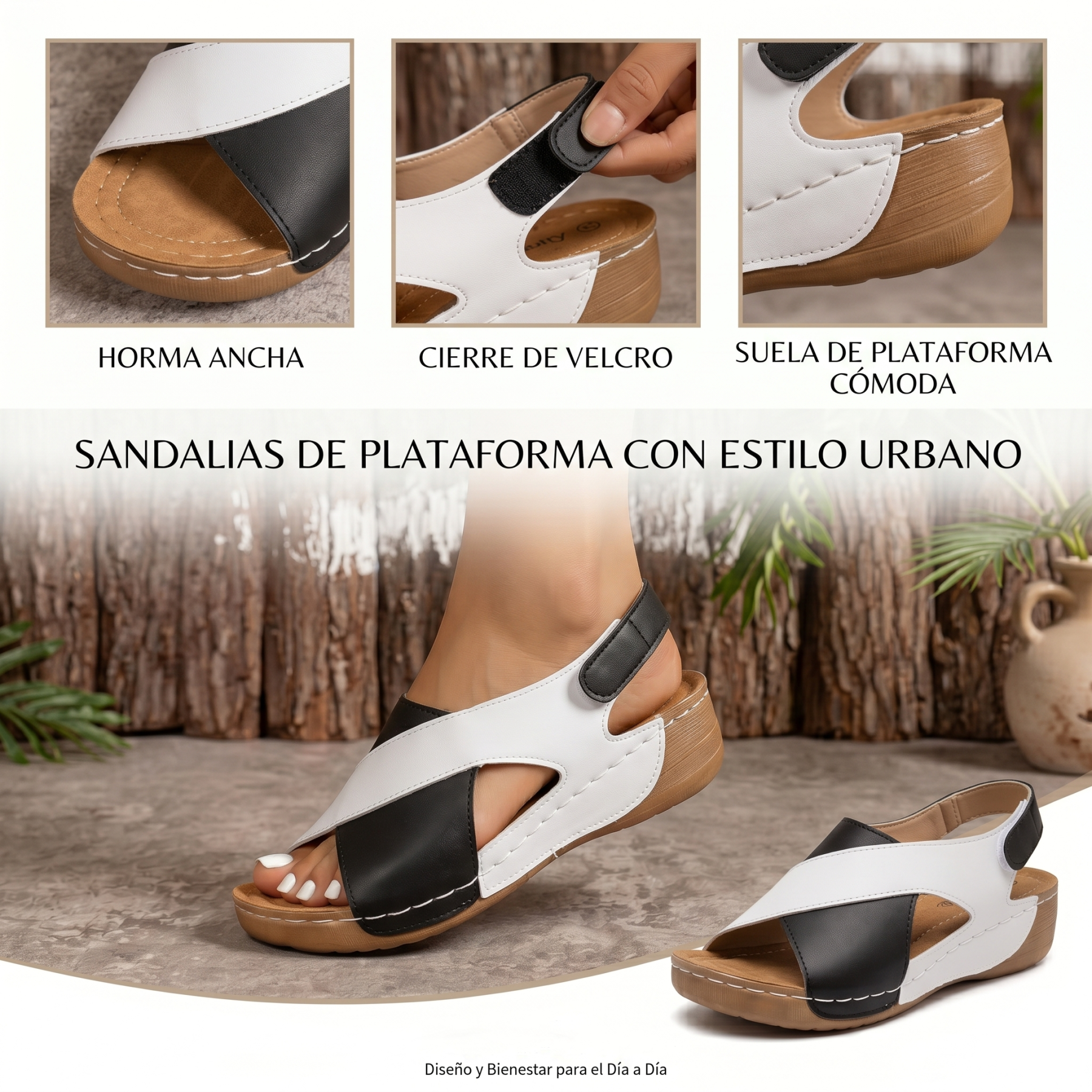 🔥Oferta especial por tiempo limitado👡Sandalias de cuña con plataforma para mujer✅, cierre de velcro, cómodas y transpirables, perfectas para paseos veraniegos informales👣