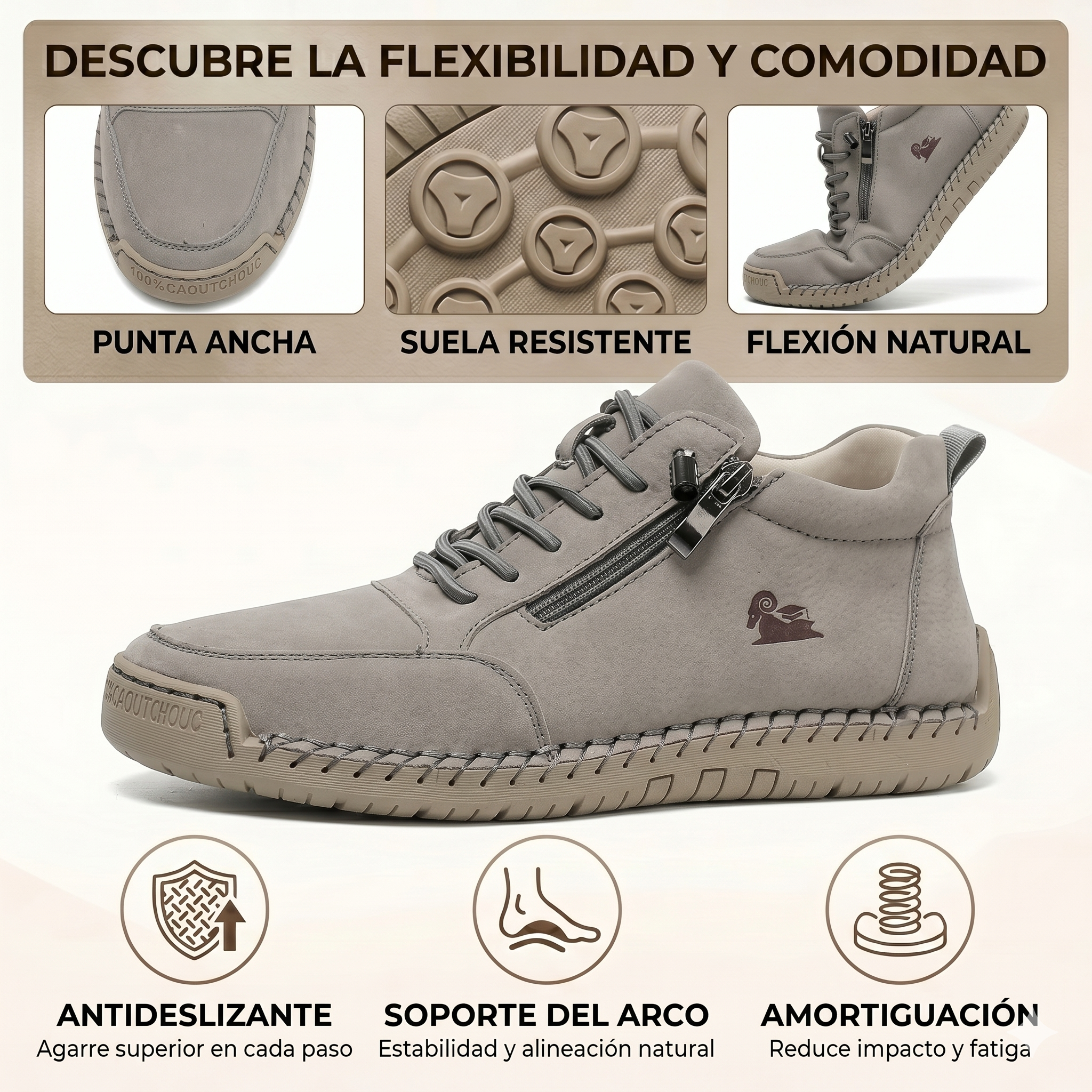 🔥 -50% DTO. | Zapatos Ergonómicos de Piel Premium 👞 Antideslizantes e Impermeables ✅Soporte Plantar, Unisex