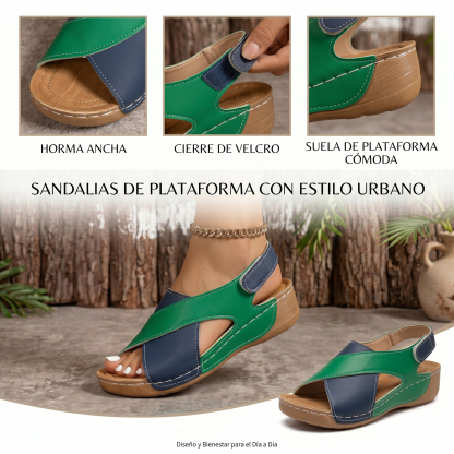 🔥Oferta especial por tiempo limitado👡Sandalias de cuña con plataforma para mujer✅, cierre de velcro, cómodas y transpirables, perfectas para paseos veraniegos informales👣