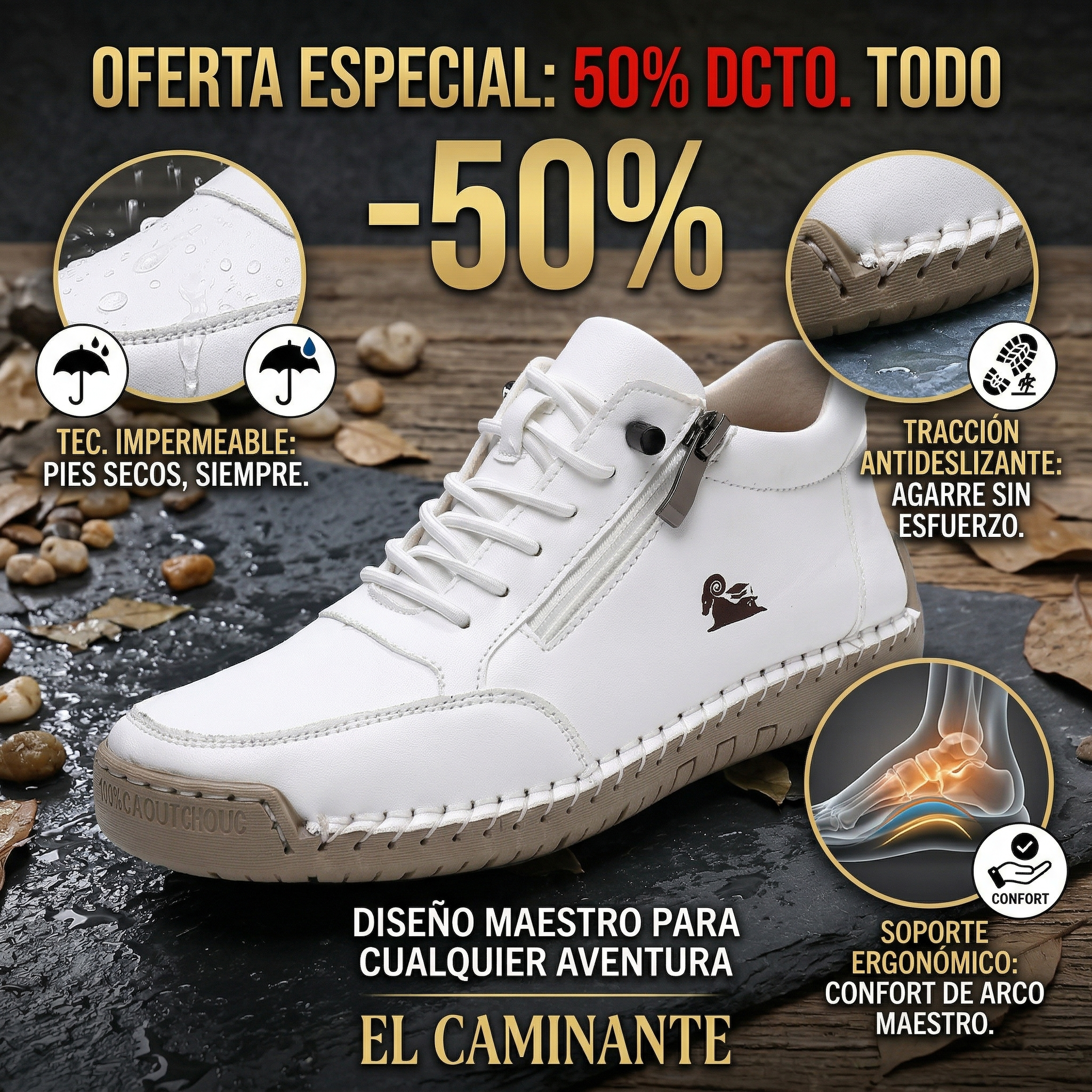 🔥 -50% DTO. | Zapatos Ergonómicos de Piel Premium 👞 Antideslizantes e Impermeables ✅Soporte Plantar, Unisex