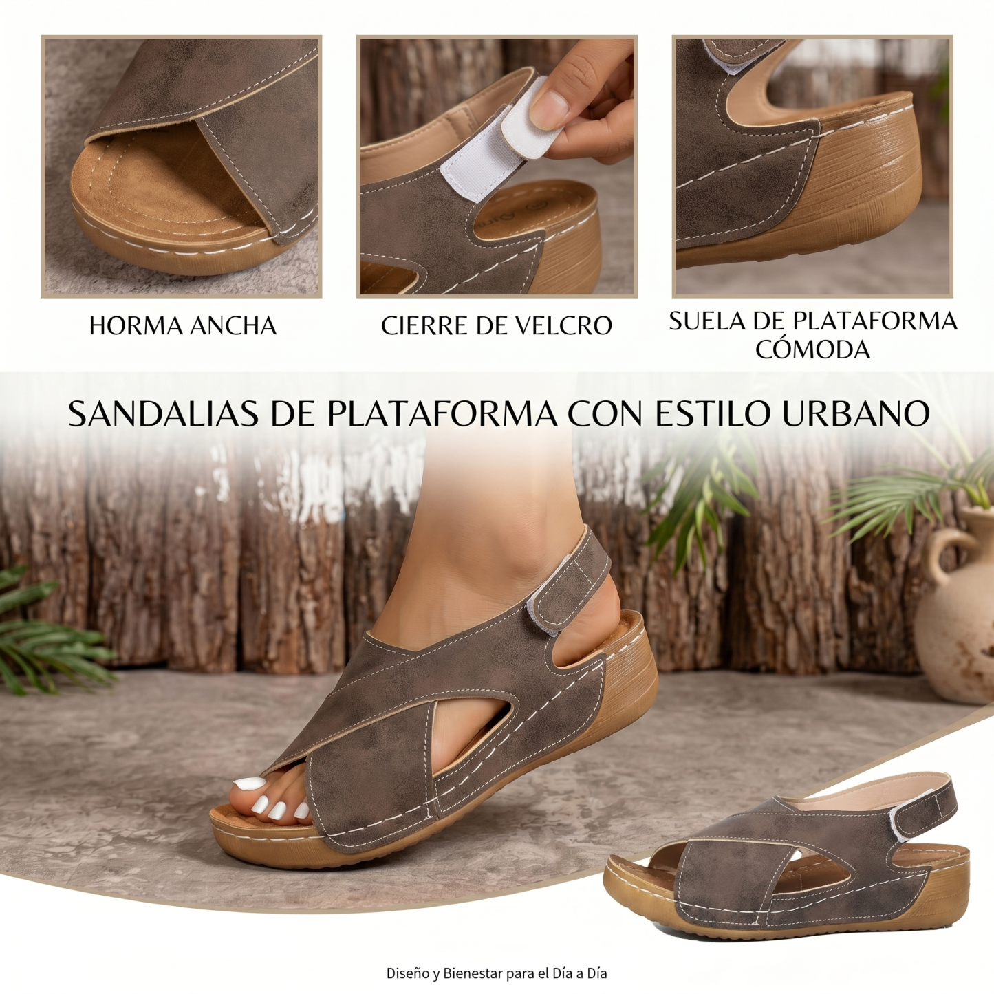 🔥Oferta especial por tiempo limitado👡Sandalias de cuña con plataforma para mujer✅, cierre de velcro, cómodas y transpirables, perfectas para paseos veraniegos informales👣
