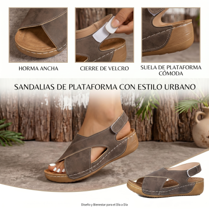 🔥Oferta especial por tiempo limitado👡Sandalias de cuña con plataforma para mujer✅, cierre de velcro, cómodas y transpirables, perfectas para paseos veraniegos informales👣