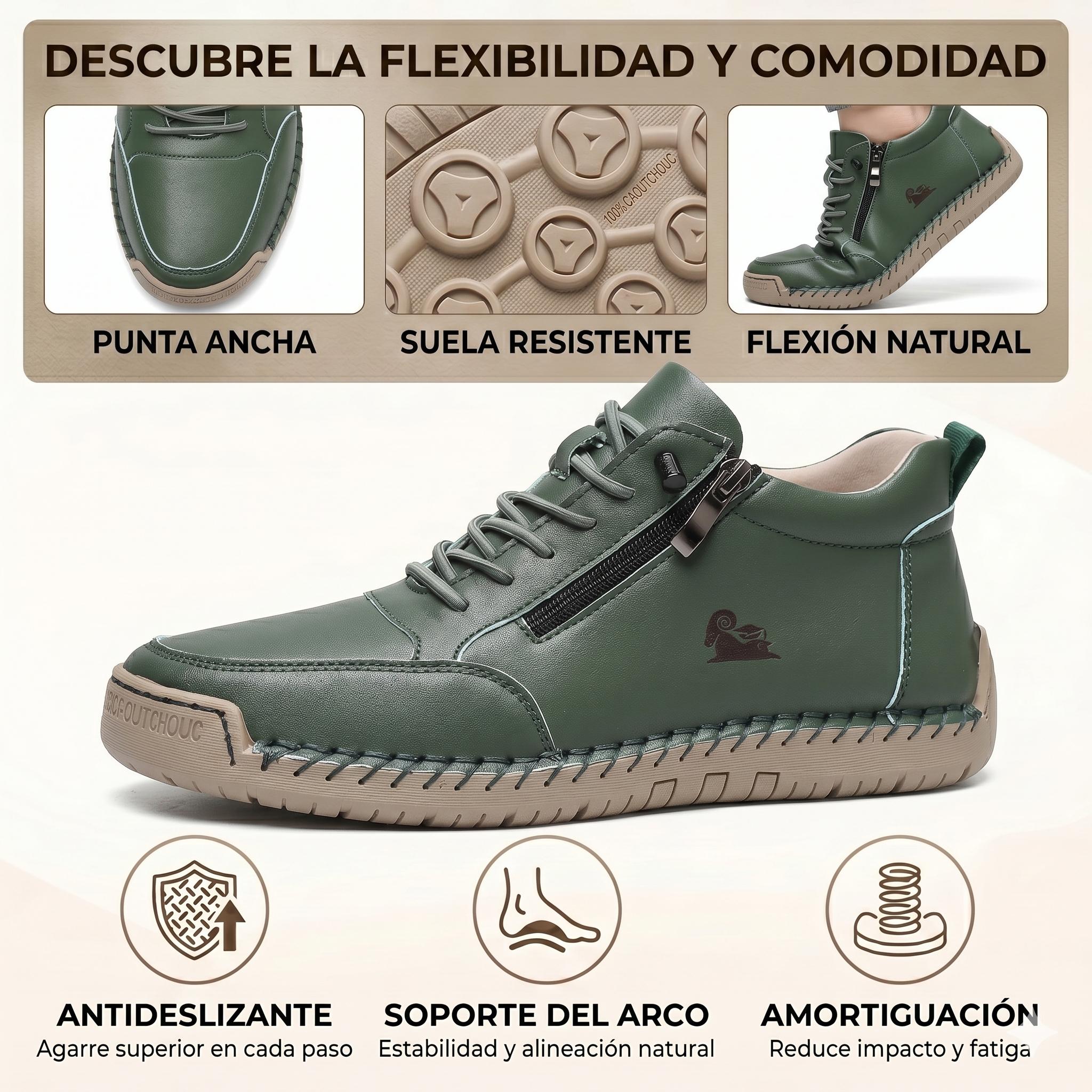 🔥 -50% DTO. | Zapatos Ergonómicos de Piel Premium 👞 Antideslizantes e Impermeables ✅Soporte Plantar, Unisex