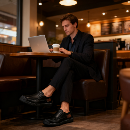 (🔥Sconto del 50% a tempo limitato - Acquista ora!) Mocassini slip-on in pelle eleganti e di alta qualità👞 - Design ergonomico, supporto dell'arco plantare per alleviare il dolore, impermeabili e antiscivolo!