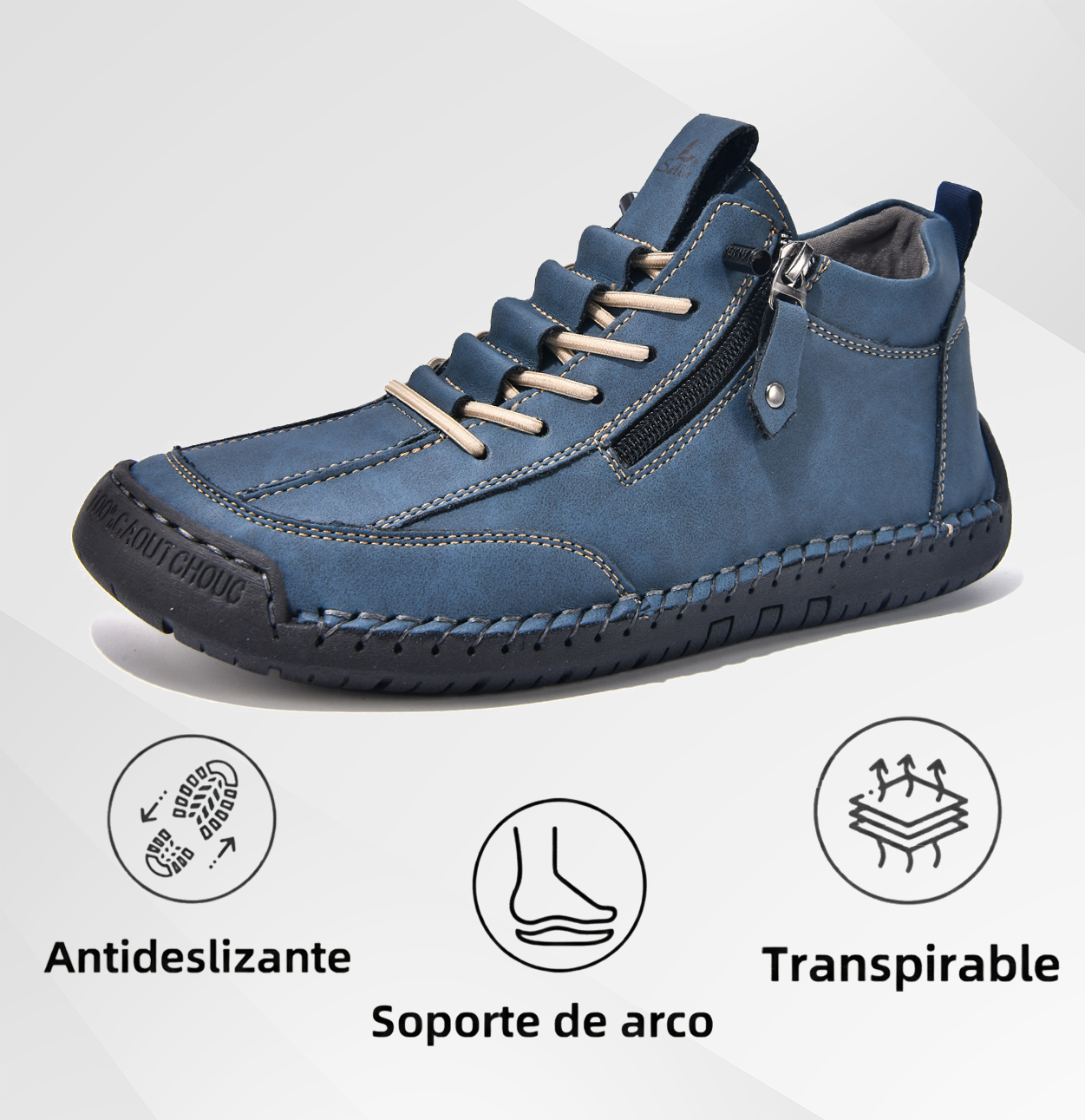 (🔥 ¡50% de descuento - No te lo pierdas!) Zapatos de piel "Cero Fatiga": Cremallera lateral, soporte plantar y suela antideslizante – su diseño ergonómico alivia la fatiga - unisex